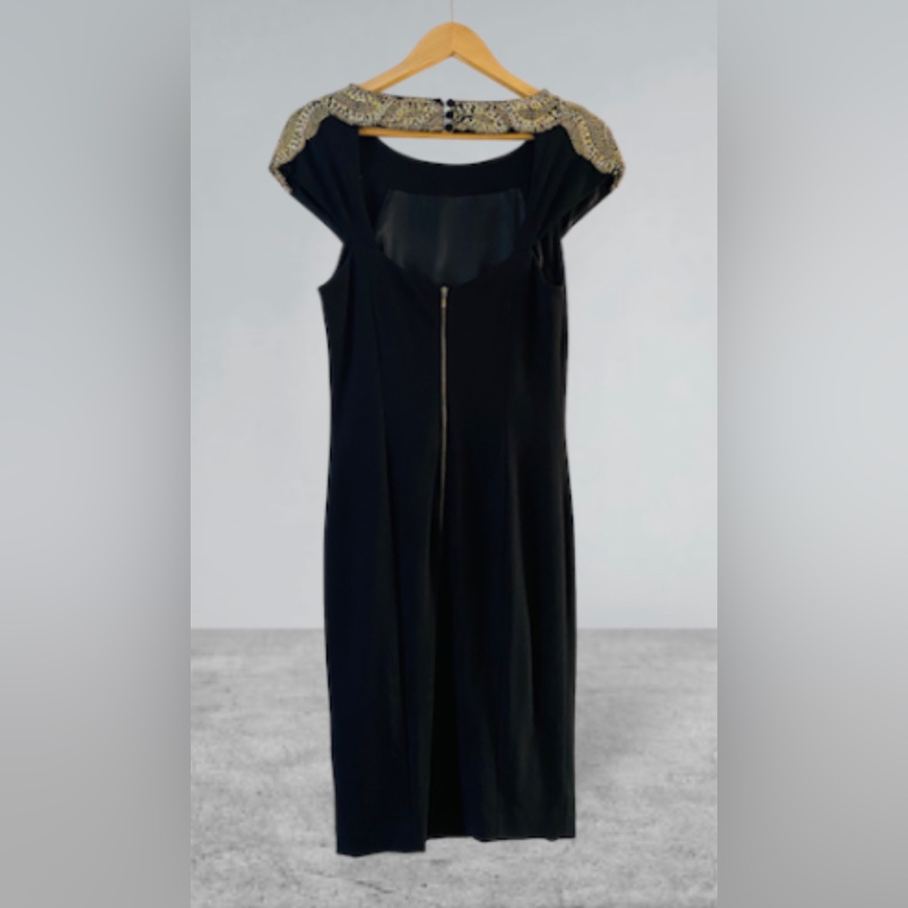 Fully lined black cocktail dress with gold beading - Picture 2 of 7